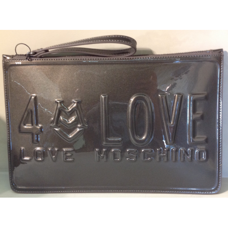 LOVE MOSCHINO pochette laminato grigio