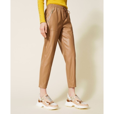 TWIN SET pantalone ecopelle