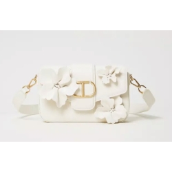 TWIN SET borsa pelle con fiori