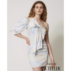 TWIN SET abito monospalla fiocco