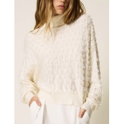 TWIN SET maglia lupetto con frange