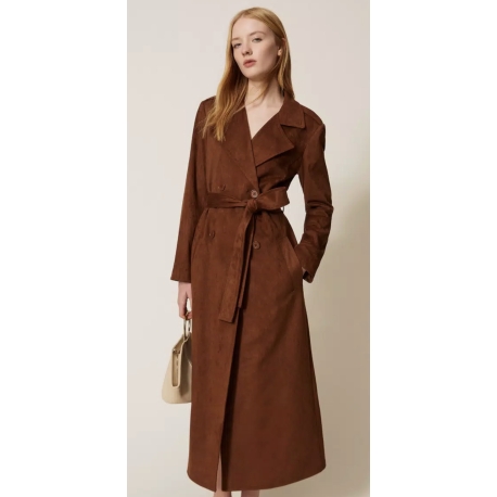 TWIN SET trench scamosciato