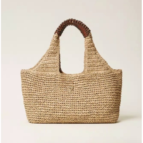 TWIN SET hobo in rafia