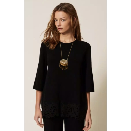 TWIN SET maglia con pizzo