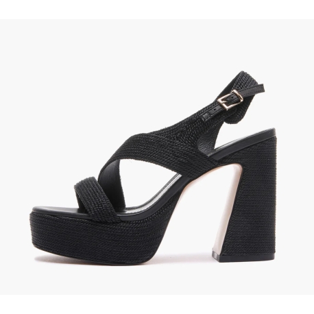 EMANUEL VEE sandalo rafia nero