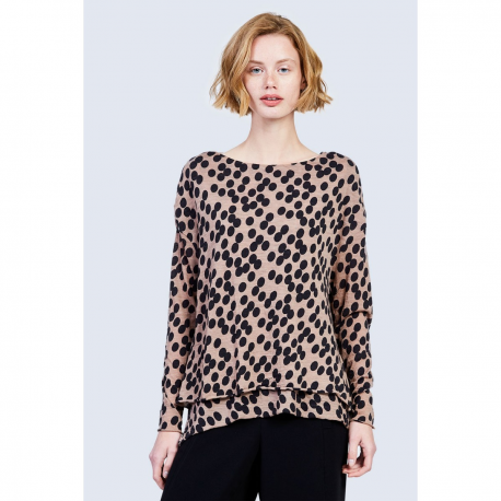 MANILA GRACE maglia doppia con spacco a pois