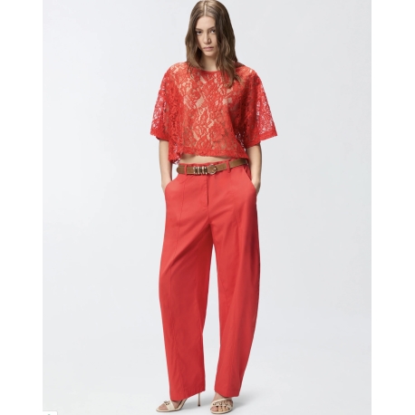 PINKO maglia cropped in pizzo