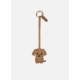 SAINTH BATH BAG CHARM A FORMA DI CANE IN PELLE LISCIA CON TARGHETTA LOGO