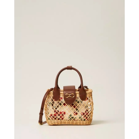 TWINSET borsa a tracolla in vimini