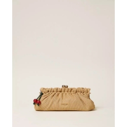 TWIN SET borsa clutch in rafia con CHARM