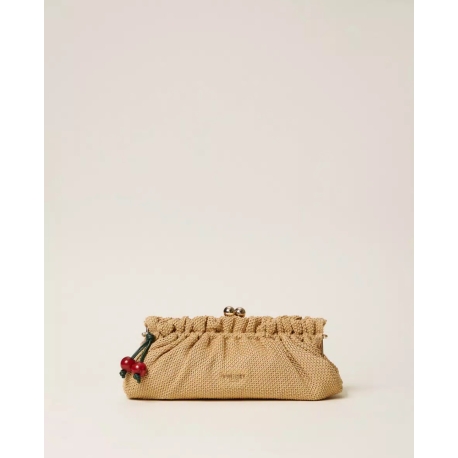 TWIN SET borsa clutch in rafia con CHARM