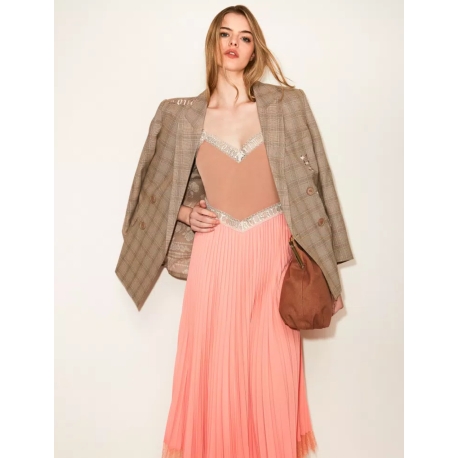 TWIN SET Abito longuette MYFO in crêpe de Chine plissé