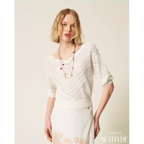 TWIN SET Maglia punzonata chevron