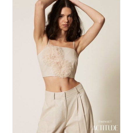 TWIN SET Top in misto lino con lurex