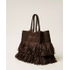 TWIN SET Borsa shopper in rafia con frange