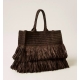 TWIN SET Borsa shopper in rafia con frange