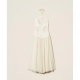 TWIN SET Abito lungo in misto lino e georgette