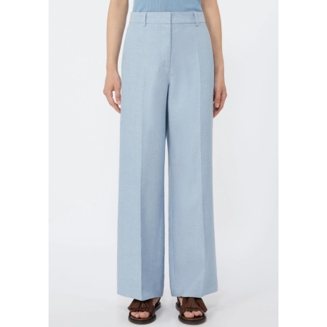 MAX MARA WEEKEND Pantalone in canvas di lino - AZZURRO