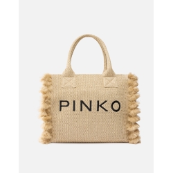 PINKO Borsa shopper media in rafia