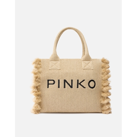 PINKO Borsa shopper media in rafia