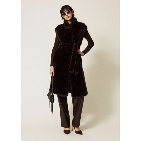 TWIN SET gilet lungo in pelliccia