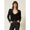 TWIN SET Blusa in pizzo nera