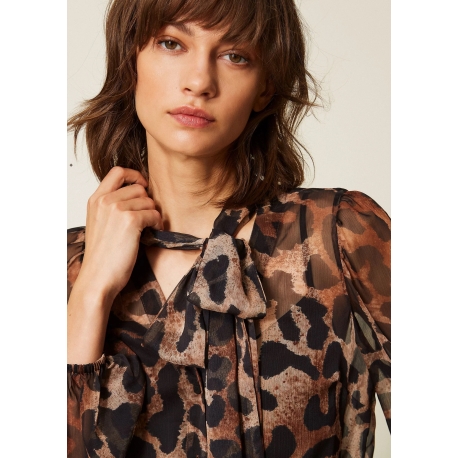 TWIN SET Camicia in stampa animalier
