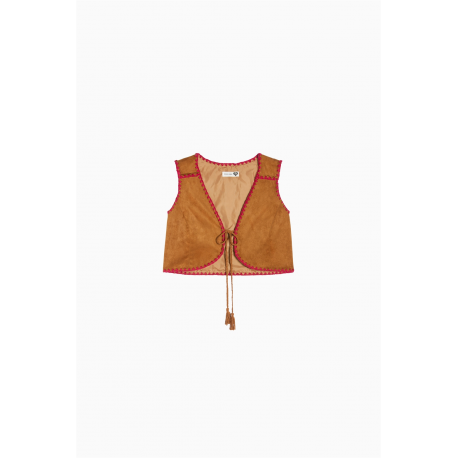 TWIN SET gilet corto scamosciato