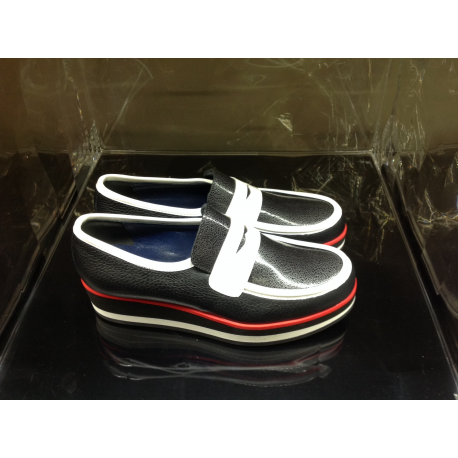 POLLINI mocassino nero/bianco/rosso