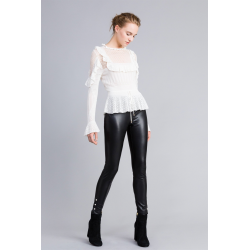 TWIN SET leggings in similpelle con perle