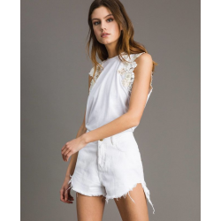 TWIN SET canotta con patch floreale