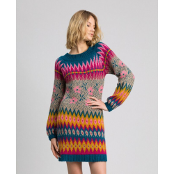 TWIN SET abito jacquard multicolor