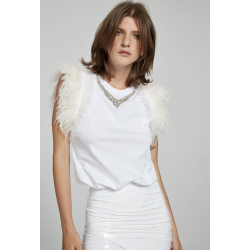 ANIYE BY top piume bianco