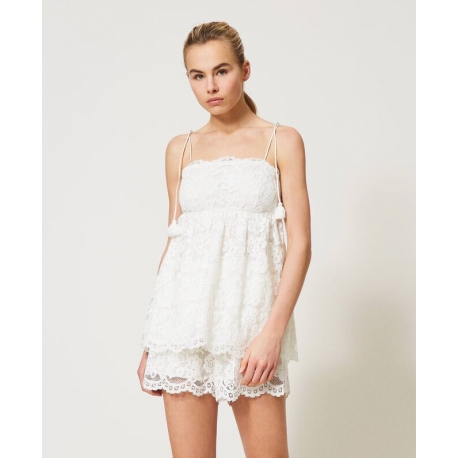 TWIN SET top in pizzo macramé