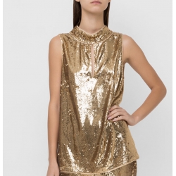 TWIN SET top paillettes oro